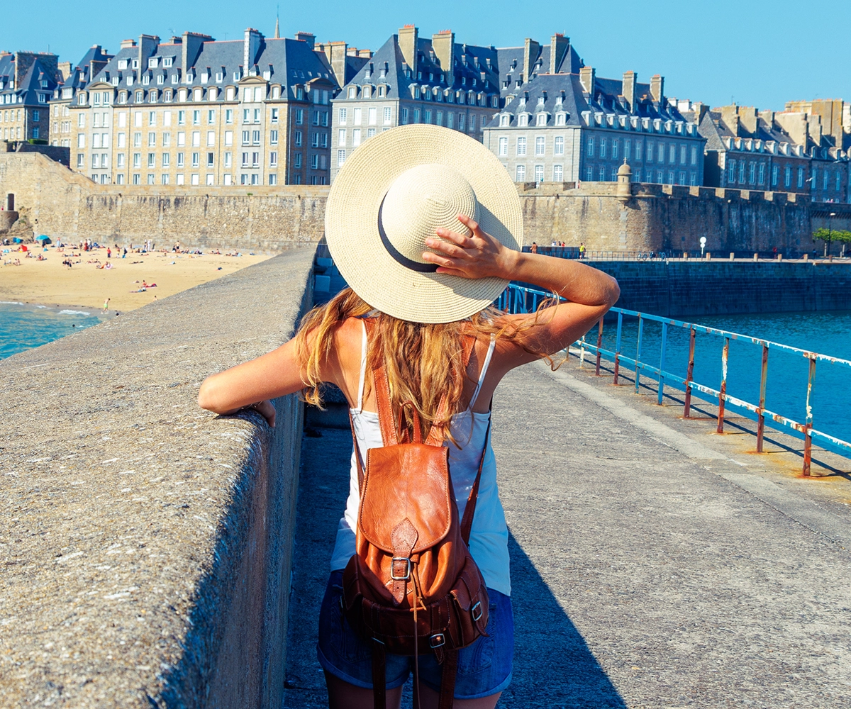 A woman exploring St Malo in France